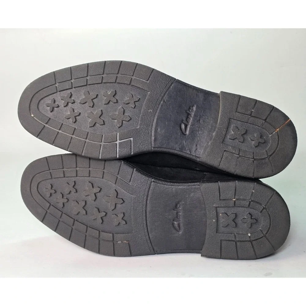 Clarks Clarkdale Men's Boots Size 10 Black Suede Chelsea Ankle Pull On Shoes‎